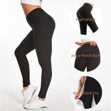 Carica l&#39;immagine nel visualizzatore di Gallery, Women TIK Tok Leggings Bubble Textured Leggings Butt Lifting Yoga Pants Black Amazon Banned
