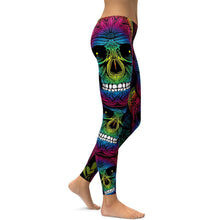 Last inn bildet i Galleri-visningsprogrammet, Rainbow Skull Leggings Women Plus Size Leggings Workout Casual High Waist Slim Pants S~4XL Plus Size Leggings
