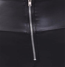 Cargar imagen en el visor de la galería, Ladies Black Solid Color Slim Zipper PU Leather Leggings
