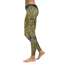 Laden Sie das Bild in den Galerie-Viewer, Yellow Gold Mandala Yoga/Workout Leggings
