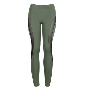 Patchwork mesh trousers, slim yoga sports trousers