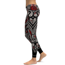 Last inn bildet i Galleri-visningsprogrammet, Red Rose Black Mandala Weave Yoga Workout Leggings
