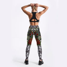 Load image into Gallery viewer, Roses Skulls Yoga Workout Leggings
