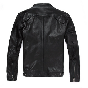 Schwarze Premium-Leder-Brando-Bikerjacke für Herren