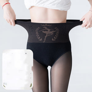 Black Silk Transparent Women's High Waist Belly Compression Leggings