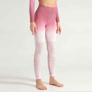 European And American Gradient Seamless Hollow Yoga Clothing Suit