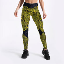 Lataa kuva Galleria-katseluun, Yellow Gold Mandala Yoga/Workout Leggings
