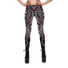 Last inn bildet i Galleri-visningsprogrammet, Red Rose Black Mandala Weave Yoga Workout Leggings
