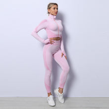 Cargar imagen en el visor de la galería, 3PCS Yoga Set Seamless Sport Set Women Gym Clothing Tracksuit
