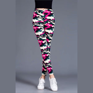 Brushed Cotton Print Camouflage Outerwear Leggings