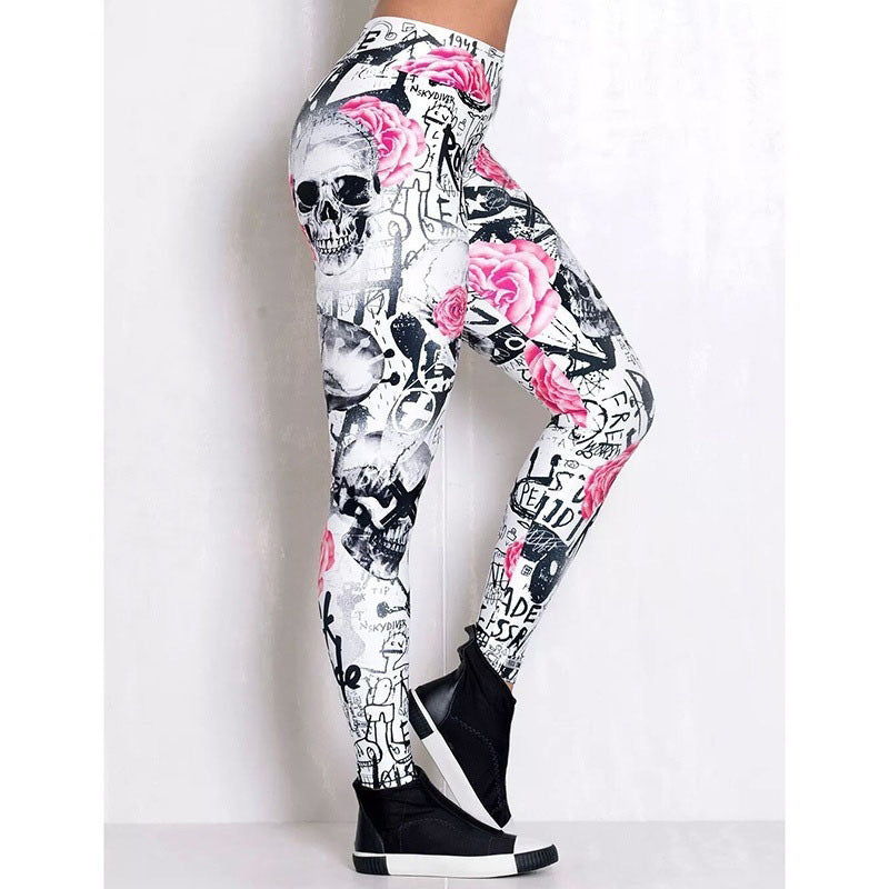 Women's Fashion Skull Witch Print Leggings