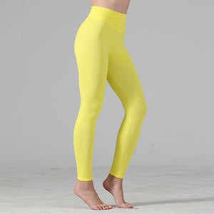 European And American Seamless Peach Hip Solid Color Honeycomb Pants