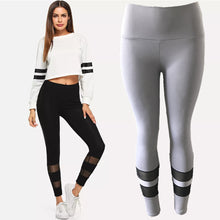 Laden Sie das Bild in den Galerie-Viewer, Europe and the United States new fitness leggings calf ring mesh stitching yoga running pants
