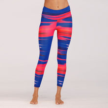 Carica l&#39;immagine nel visualizzatore di Gallery, Blue&amp;Red Digital Print yoga pants High waist Contrast color athletic leggings big booty sexy yoga legging running tight
