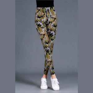 Brushed Cotton Print Camouflage Outerwear Leggings