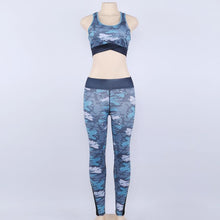 Load image into Gallery viewer, Camouflage Print Suit 2 Piece Set Mesh Bra And Fitness Leggings
