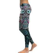 Cargar imagen en el visor de la galería, Women Cool Owl Digital Print Flower Fitness Workout Leggings
