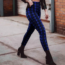 Load image into Gallery viewer, Plaid high waist leggings women casual pants
