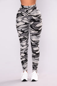 Camouflage Printed Grey Casual Legging Pants