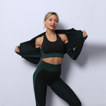 Cargar imagen en el visor de la galería, 3PCS Yoga Set Seamless Sport Set Women Gym Clothing Tracksuit
