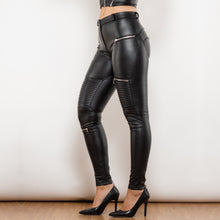 Load image into Gallery viewer, Women Matt Black PU Leggings
