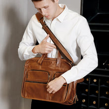 Indlæs billede til gallerivisning Men‘s Genuine Leather Briefcase 15.6 inch Laptop Casual Business Tote Bags
