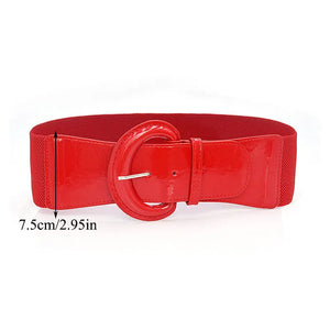 Women Luxury Waist Belts For Dress Pu Patent Leather Elastic Band Waist Belt