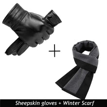 Load image into Gallery viewer, Men&#39;s Genuine Sheepskin Gloves Warm Fleece Touch Screen
