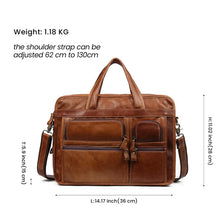 Indlæs billede til gallerivisning Men‘s Genuine Leather Briefcase 15.6 inch Laptop Casual Business Tote Bags
