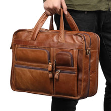 Indlæs billede til gallerivisning Men‘s Genuine Leather Briefcase 15.6 inch Laptop Casual Business Tote Bags
