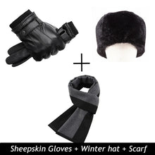 Load image into Gallery viewer, Men&#39;s Genuine Sheepskin Gloves Warm Fleece Touch Screen
