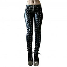 Load image into Gallery viewer, Steampunk Women Leather Pants Carnival Party Skinny Pants
