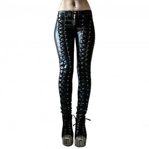 Steampunk Women Leather Pants Carnival Party Skinny Pants