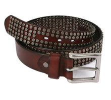 Indlæs billede til gallerivisning Leather Belts Men Women Punk Rivet Genuine Cowhide Belt
