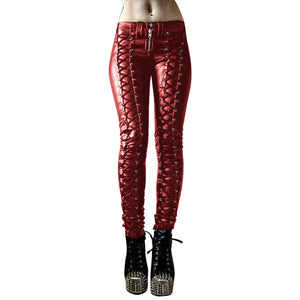 Steampunk Women Leather Pants Carnival Party Skinny Pants