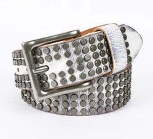 Indlæs billede til gallerivisning Leather Belts Men Women Punk Rivet Genuine Cowhide Belt
