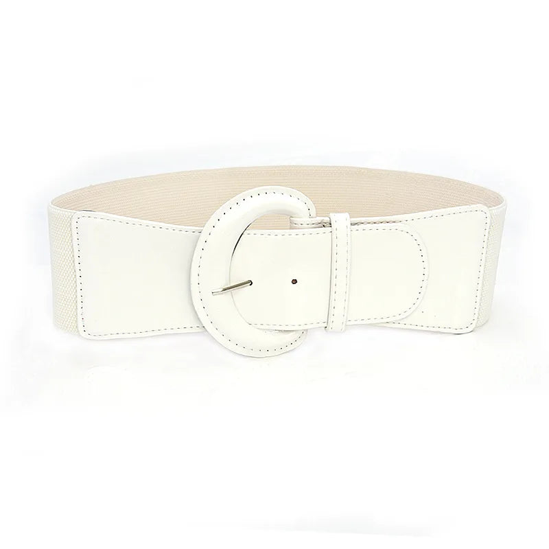 Women Luxury Waist Belts For Dress Pu Patent Leather Elastic Band Waist Belt