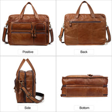 Indlæs billede til gallerivisning Men‘s Genuine Leather Briefcase 15.6 inch Laptop Casual Business Tote Bags
