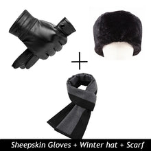 Load image into Gallery viewer, Men&#39;s Genuine Sheepskin Gloves Warm Fleece Touch Screen
