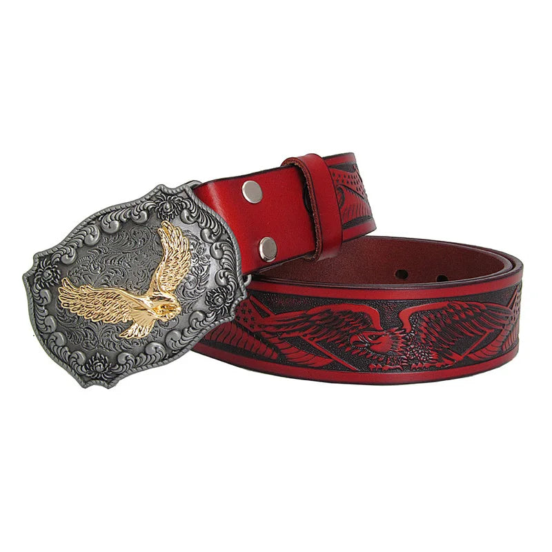 Men's Leather Belts Copper Buckle