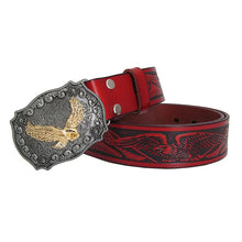 Last inn bildet i Galleri-visningsprogrammet, Fashion Casual Men&#39;s Leather Belts Top Quality Eagle Totem Copper Smooth Buckle
