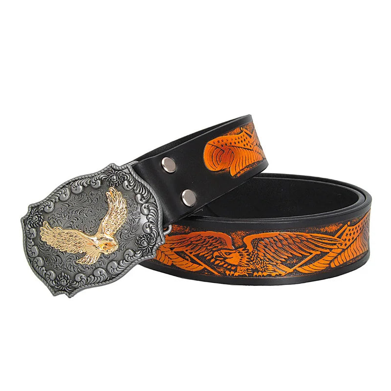 Men's Leather Belts Copper Buckle