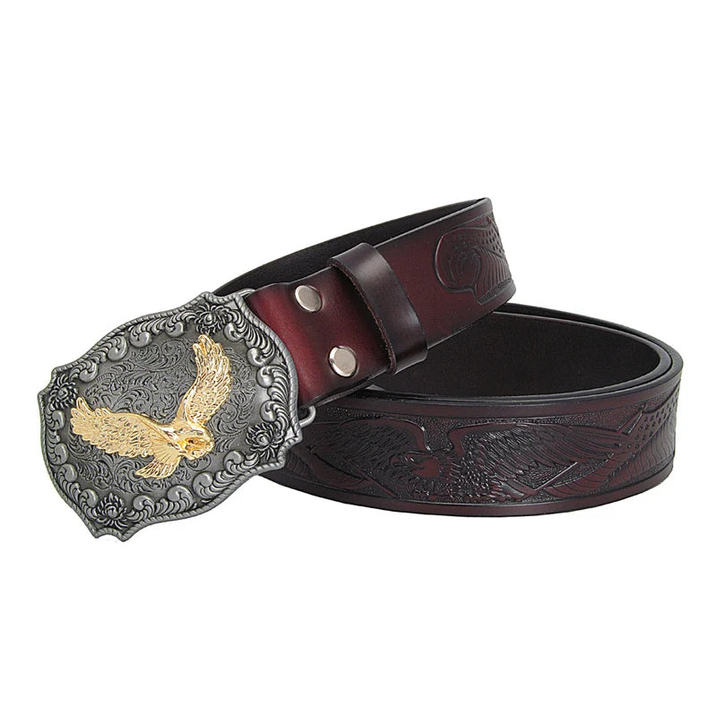 Men's Leather Belts Copper Buckle