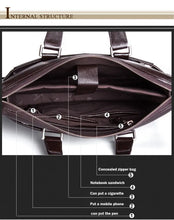 Indlæs billede til gallerivisning Men Genuine leather briefcase, laptop leather bag, for 15.6 inch notebook
