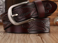 Laden Sie das Bild in den Galerie-Viewer, Handcrafted Eagle Shells Belt Leather Belts For Men Punk Pin Buckle
