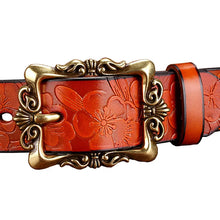 Load image into Gallery viewer, Fashion Wide Genuine leather belts for women Vintage Floral Pin buckle
