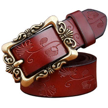 Load image into Gallery viewer, Fashion Wide Genuine leather belts for women Vintage Floral Pin buckle
