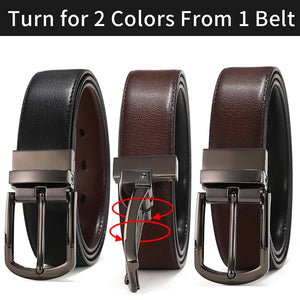 Men Genuine Leather Belt Reversible Buckle