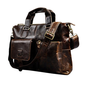 Men Genuine Leather Office Business Briefcase Laptop Bag