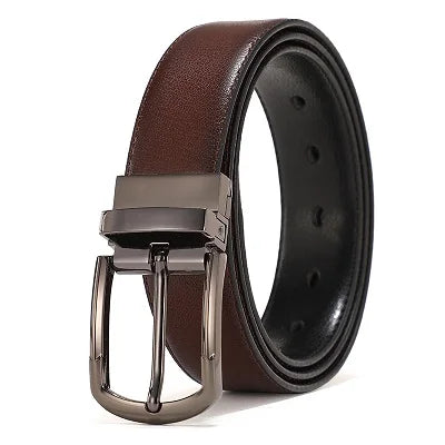 Men Genuine Leather Belt Reversible Buckle